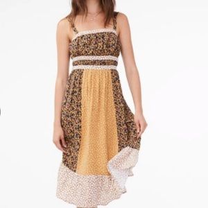 Patchwork floral midi dress